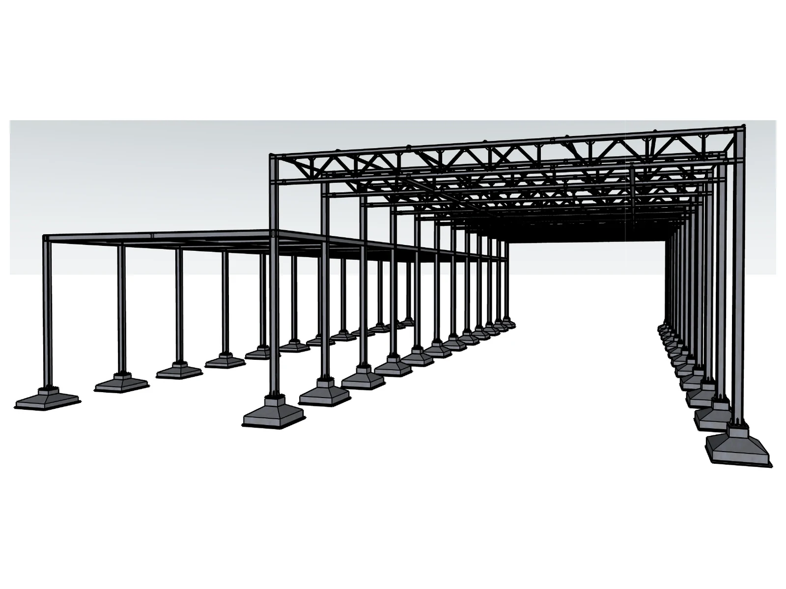 Render estructural de la misma nave industrial